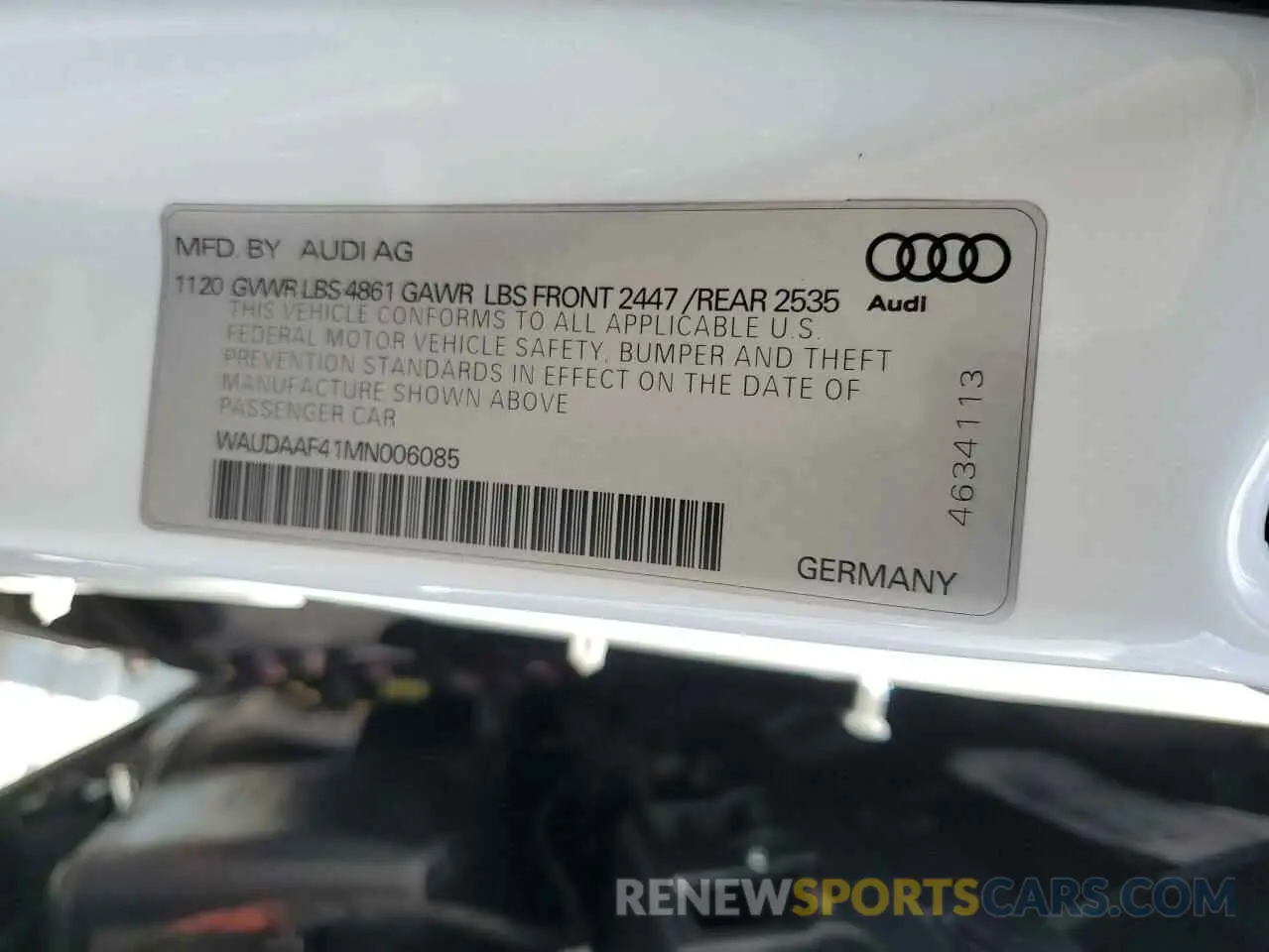 12 Photograph of a damaged car WAUDAAF41MN006085 AUDI A4 2021
