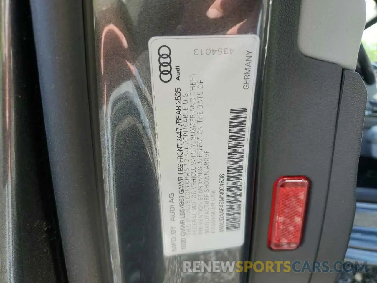 12 Photograph of a damaged car WAUDAAF45MN004808 AUDI A4 2021