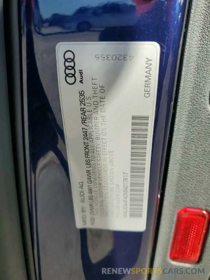 13 Photograph of a damaged car WAUEAAF40MA017817 AUDI A4 2021