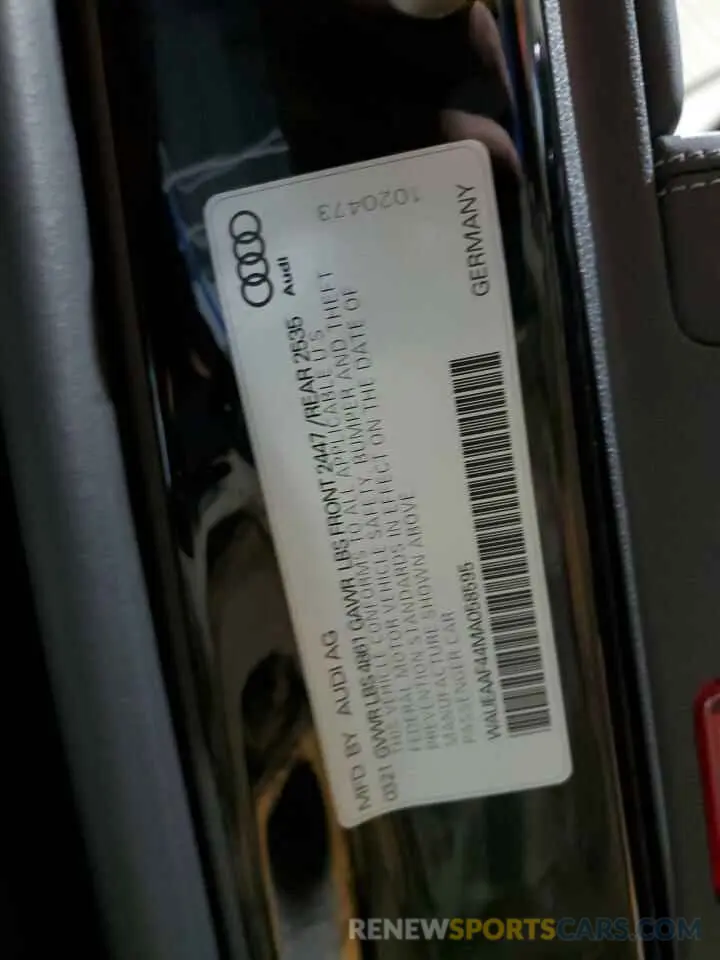14 Photograph of a damaged car WAUEAAF44MA058595 AUDI A4 2021