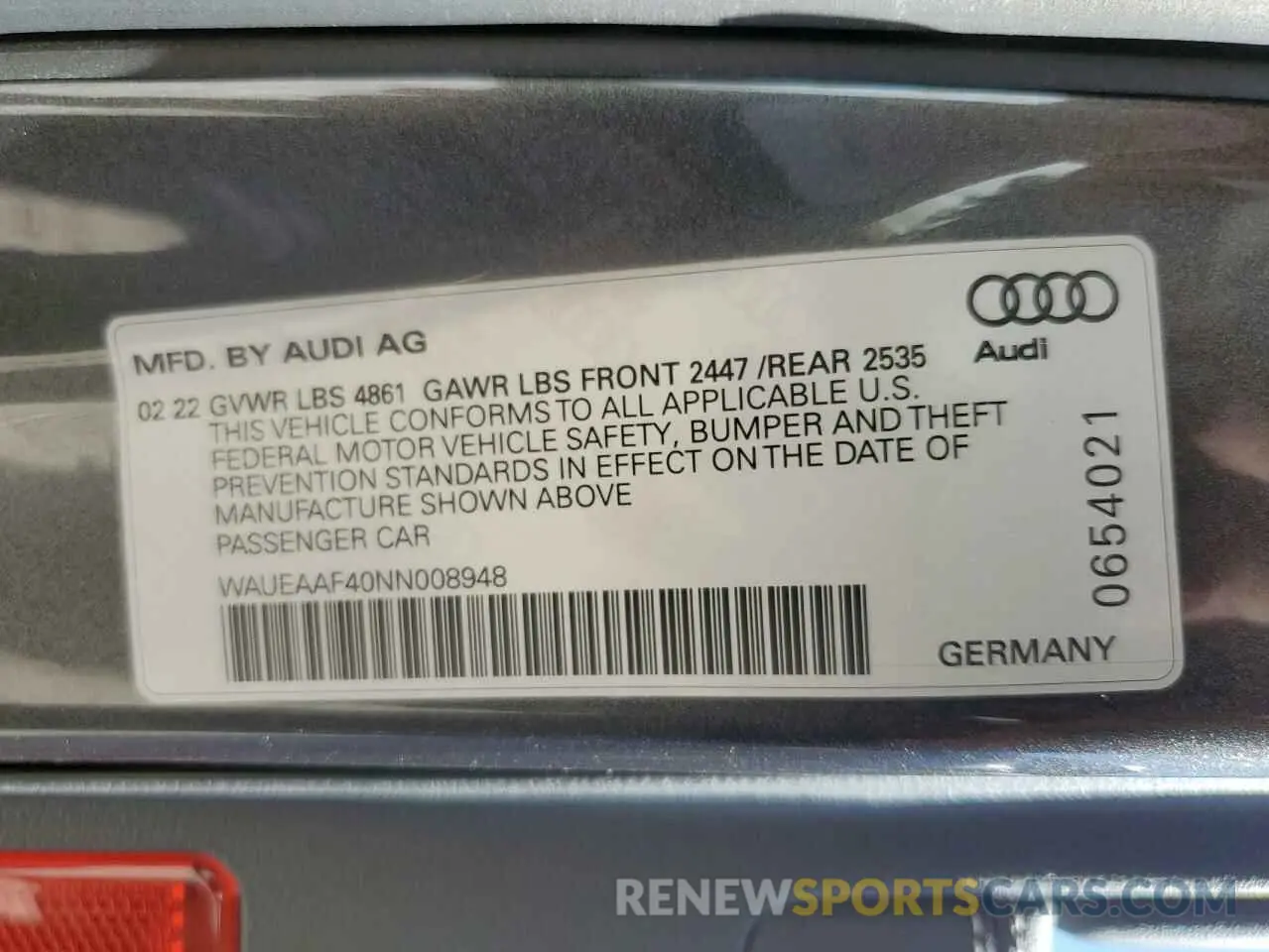 12 Photograph of a damaged car WAUEAAF40NN008948 AUDI A4 2022