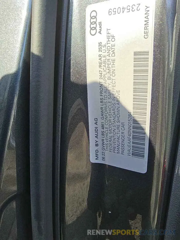 13 Photograph of a damaged car WAUEAAF40NN015284 AUDI A4 2022