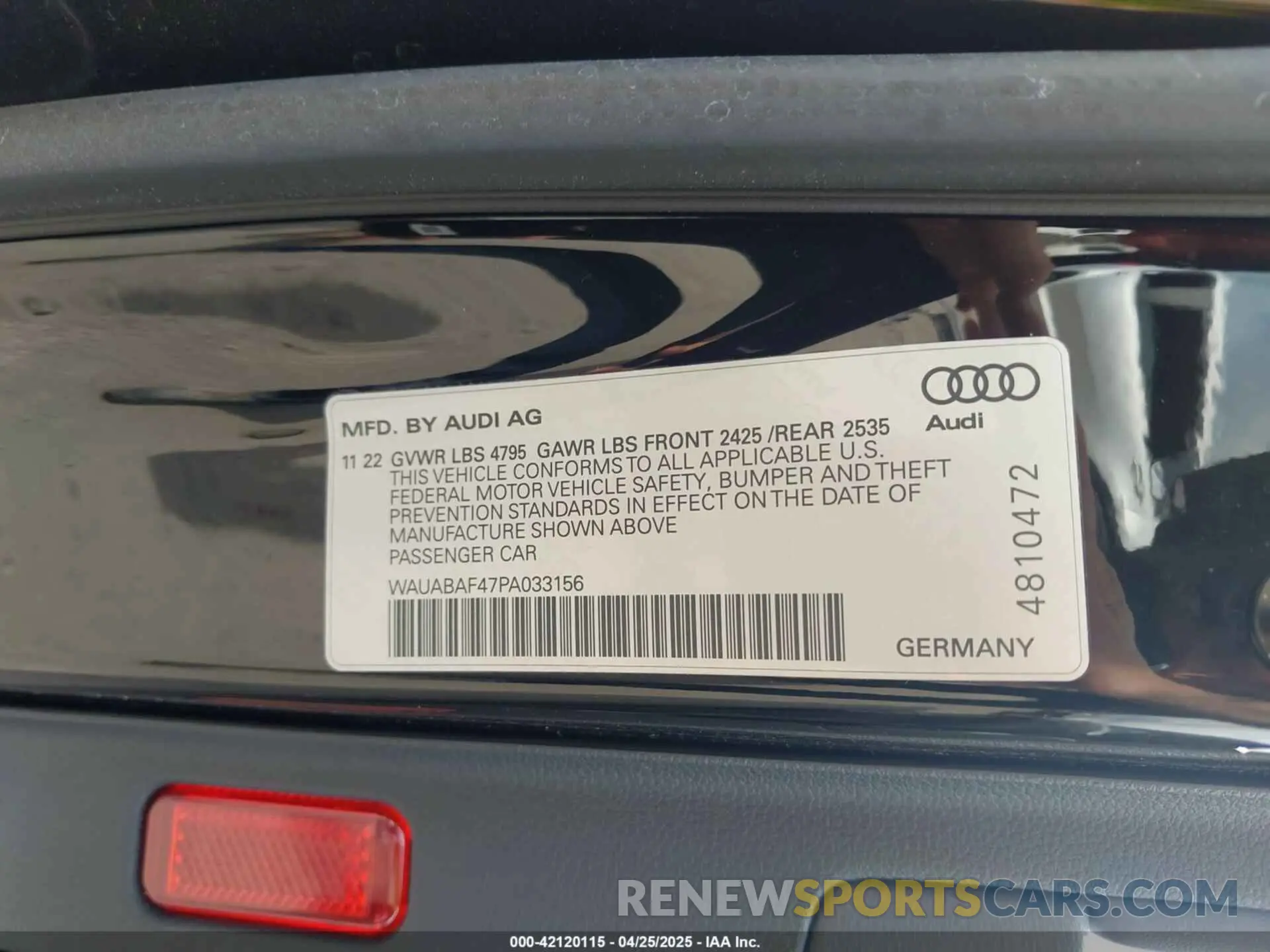 9 Photograph of a damaged car WAUABAF47PA033156 AUDI A4 2023