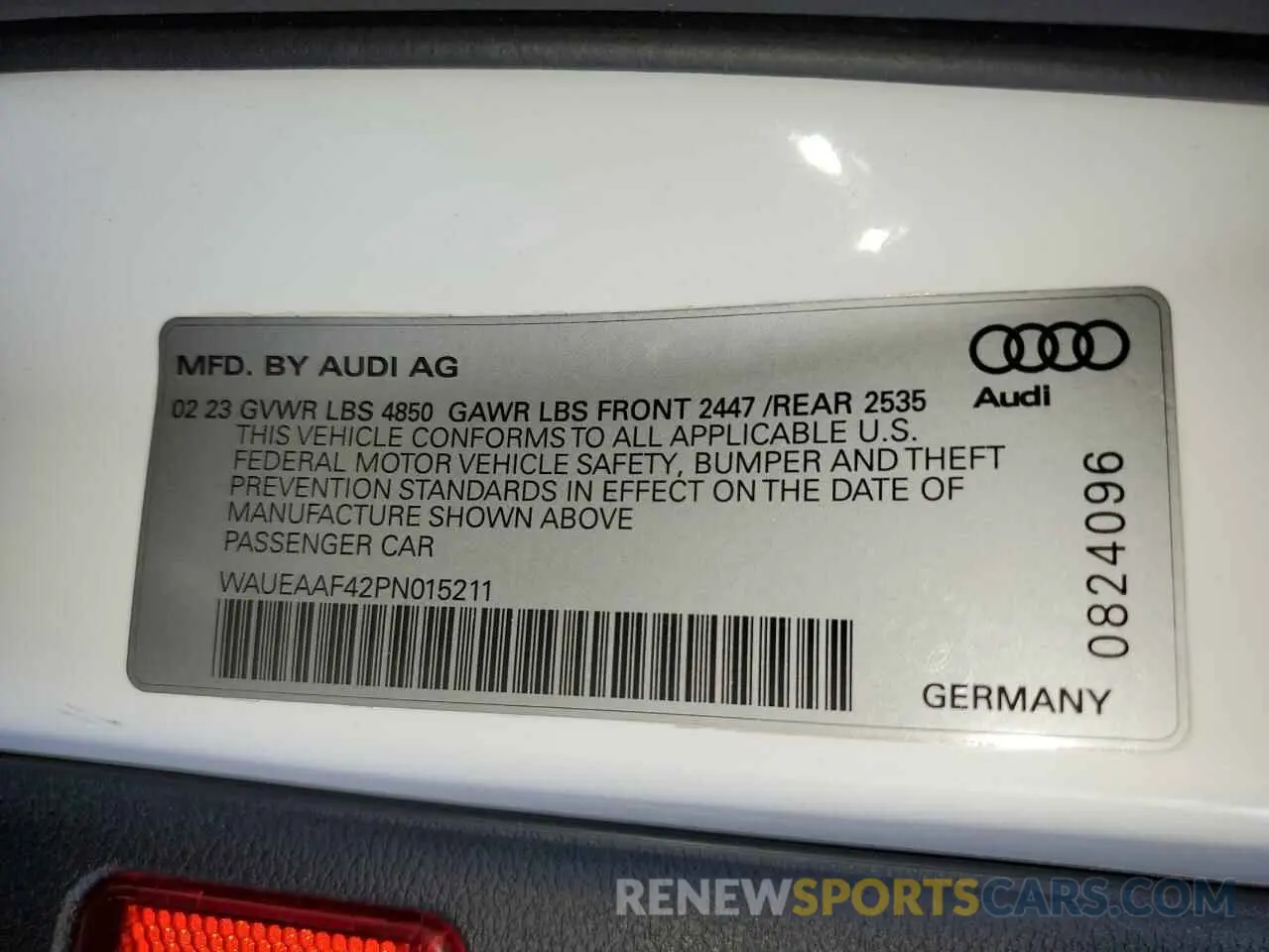 12 Photograph of a damaged car WAUEAAF42PN015211 AUDI A4 2023