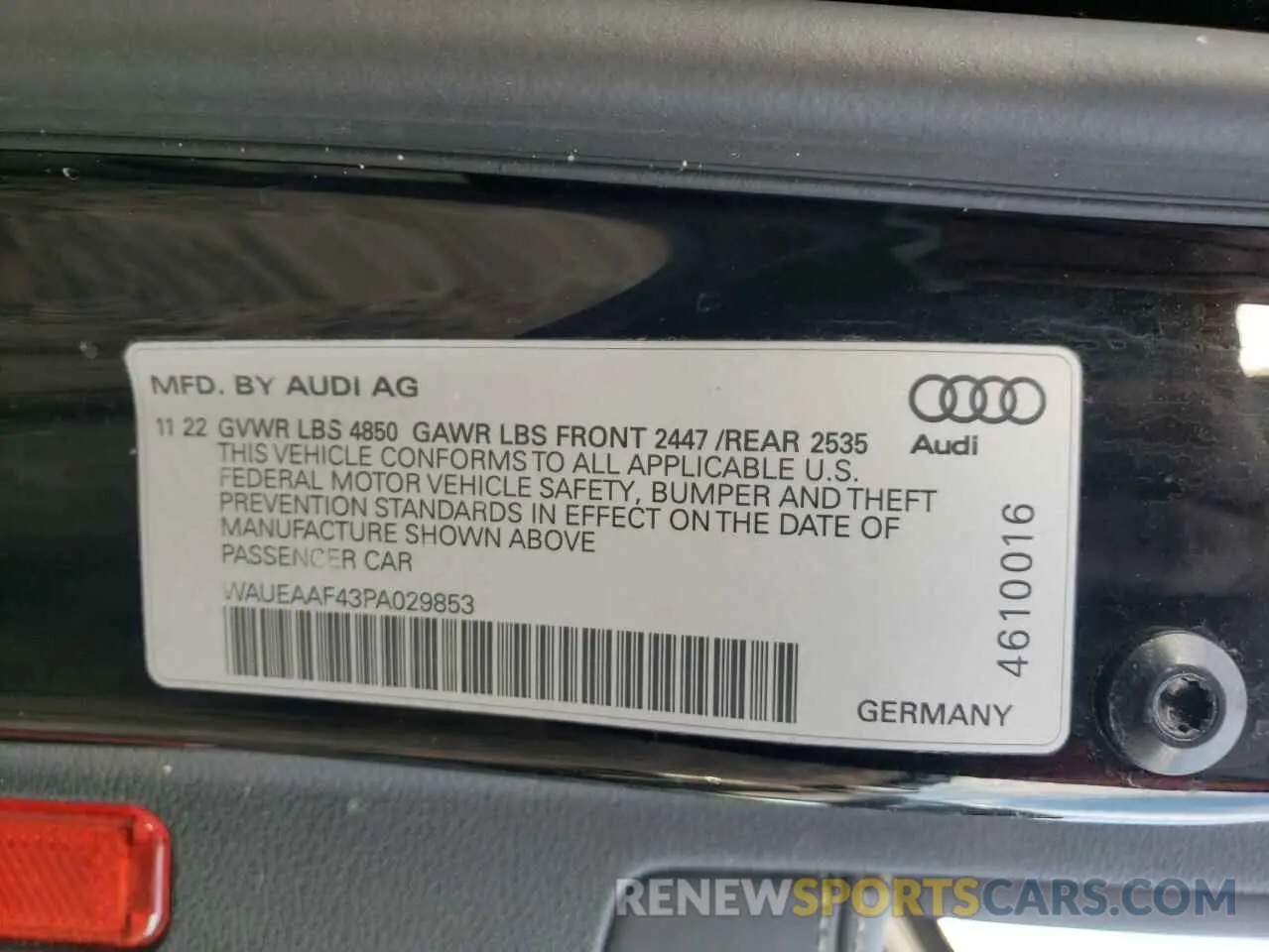 12 Photograph of a damaged car WAUEAAF43PA029853 AUDI A4 2023