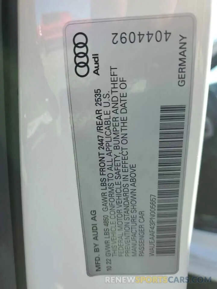 13 Photograph of a damaged car WAUEAAF43PN005657 AUDI A4 2023