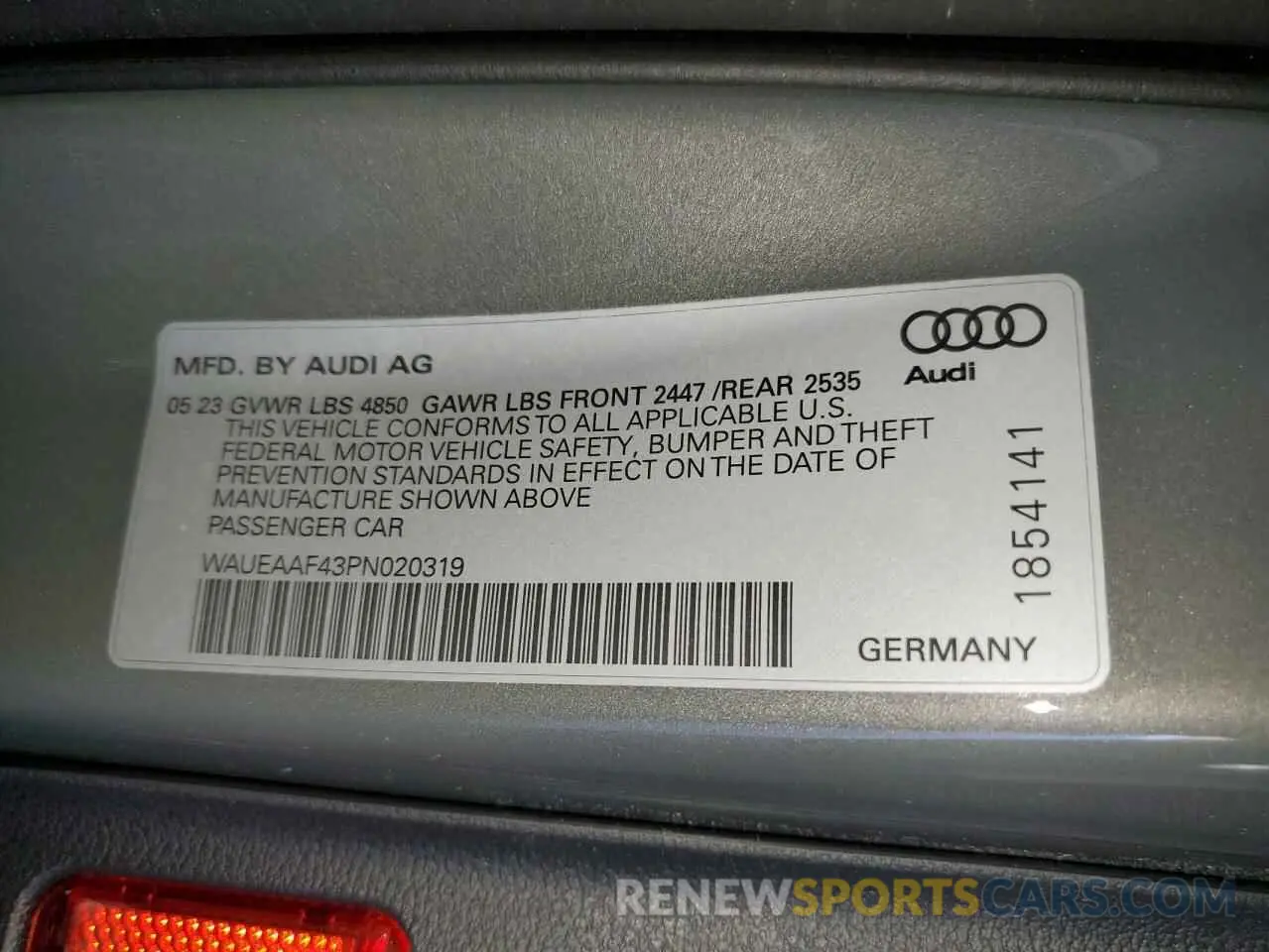 12 Photograph of a damaged car WAUEAAF43PN020319 AUDI A4 2023