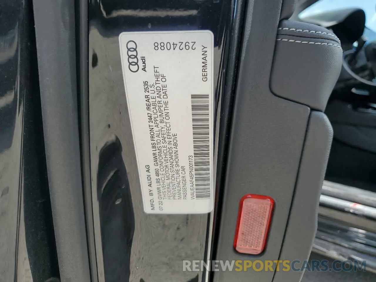 12 Photograph of a damaged car WAUEAAF45PN001173 AUDI A4 2023