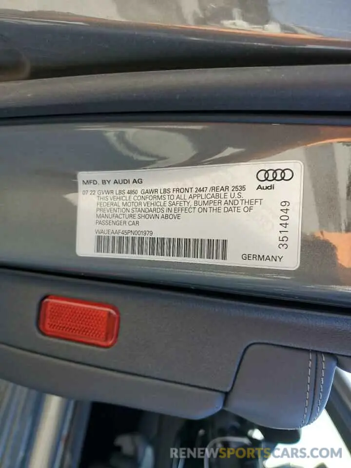 13 Photograph of a damaged car WAUEAAF45PN001979 AUDI A4 2023