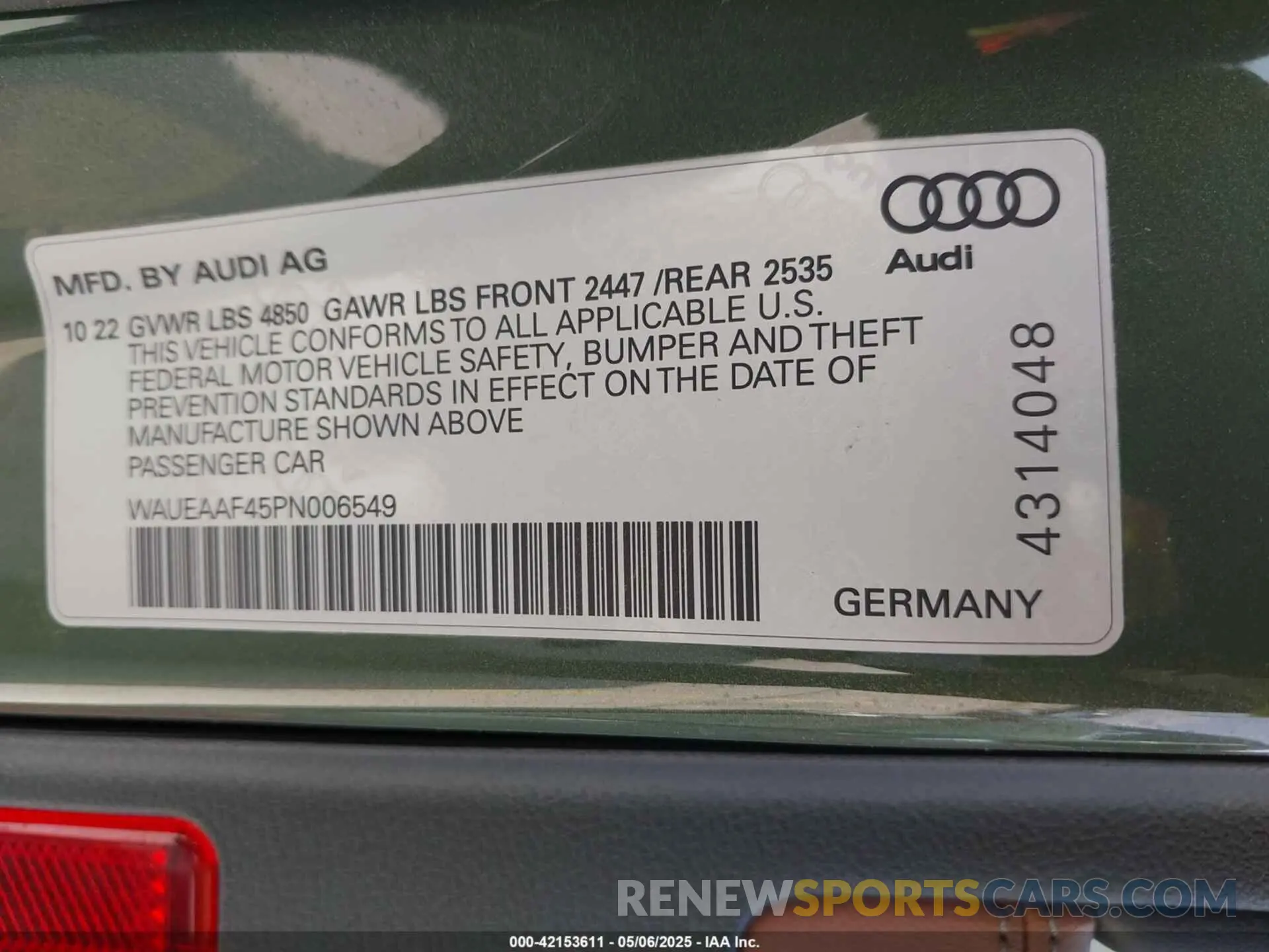 9 Photograph of a damaged car WAUEAAF45PN006549 AUDI A4 2023