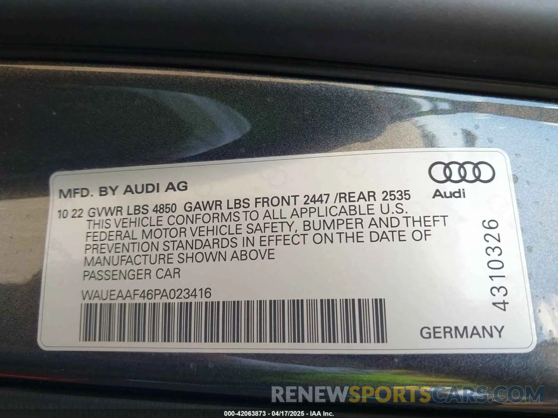 9 Photograph of a damaged car WAUEAAF46PA023416 AUDI A4 2023