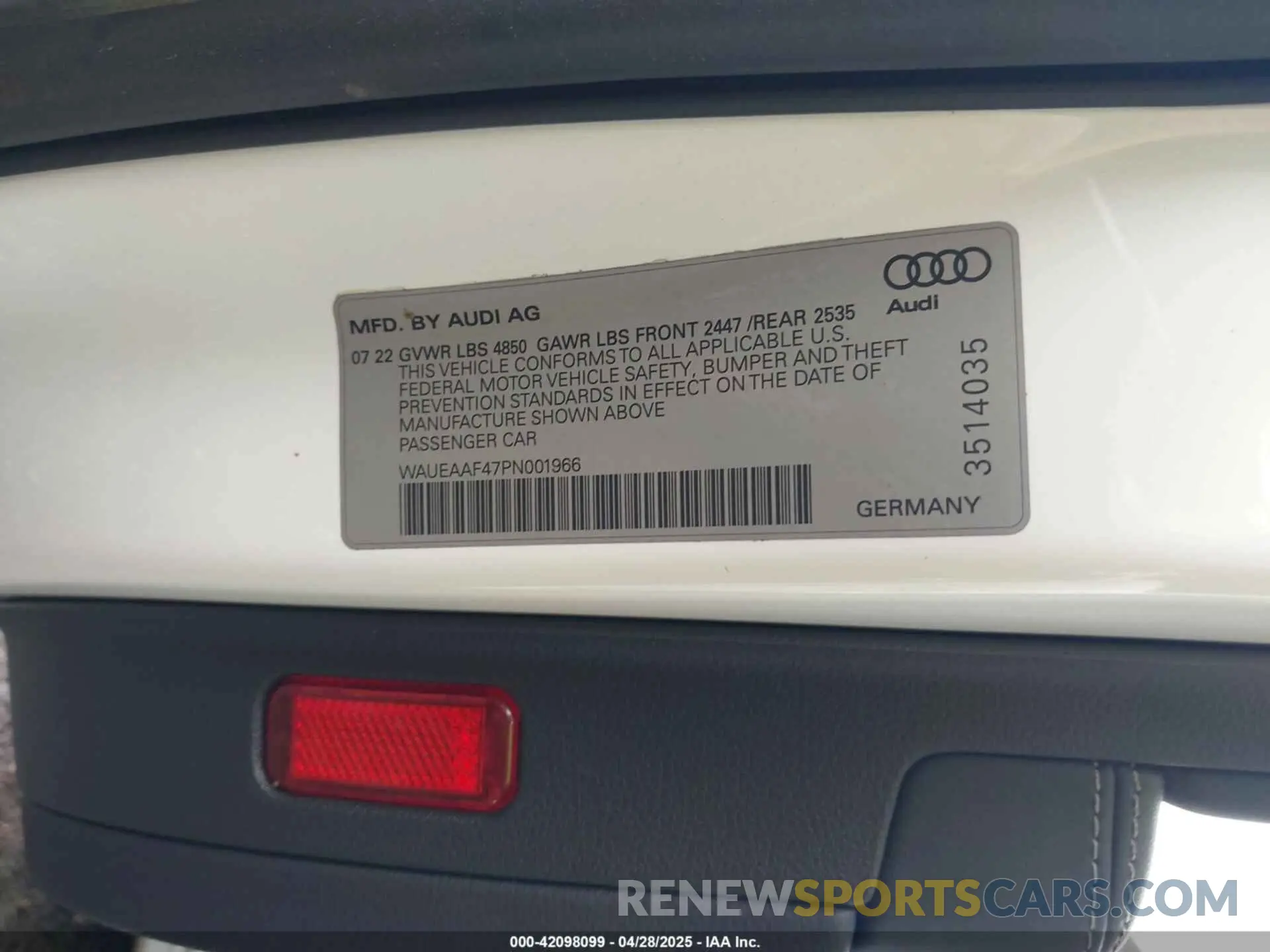 9 Photograph of a damaged car WAUEAAF47PN001966 AUDI A4 2023
