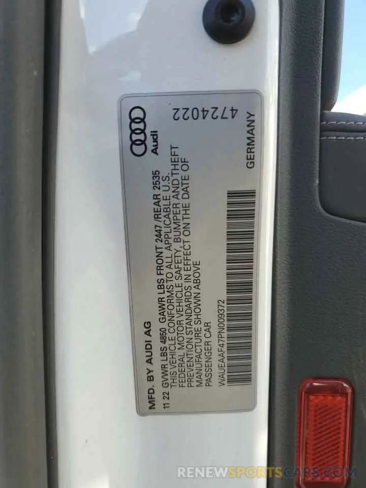 12 Photograph of a damaged car WAUEAAF47PN009372 AUDI A4 2023