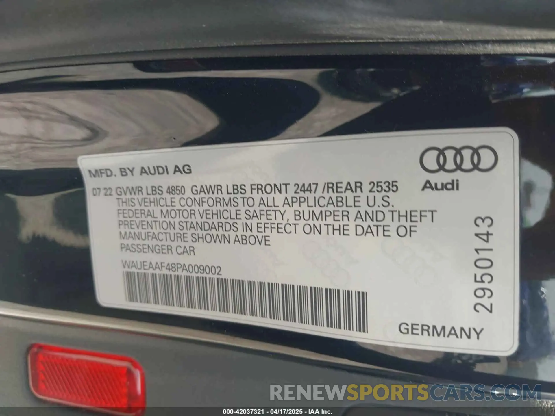 9 Photograph of a damaged car WAUEAAF48PA009002 AUDI A4 2023