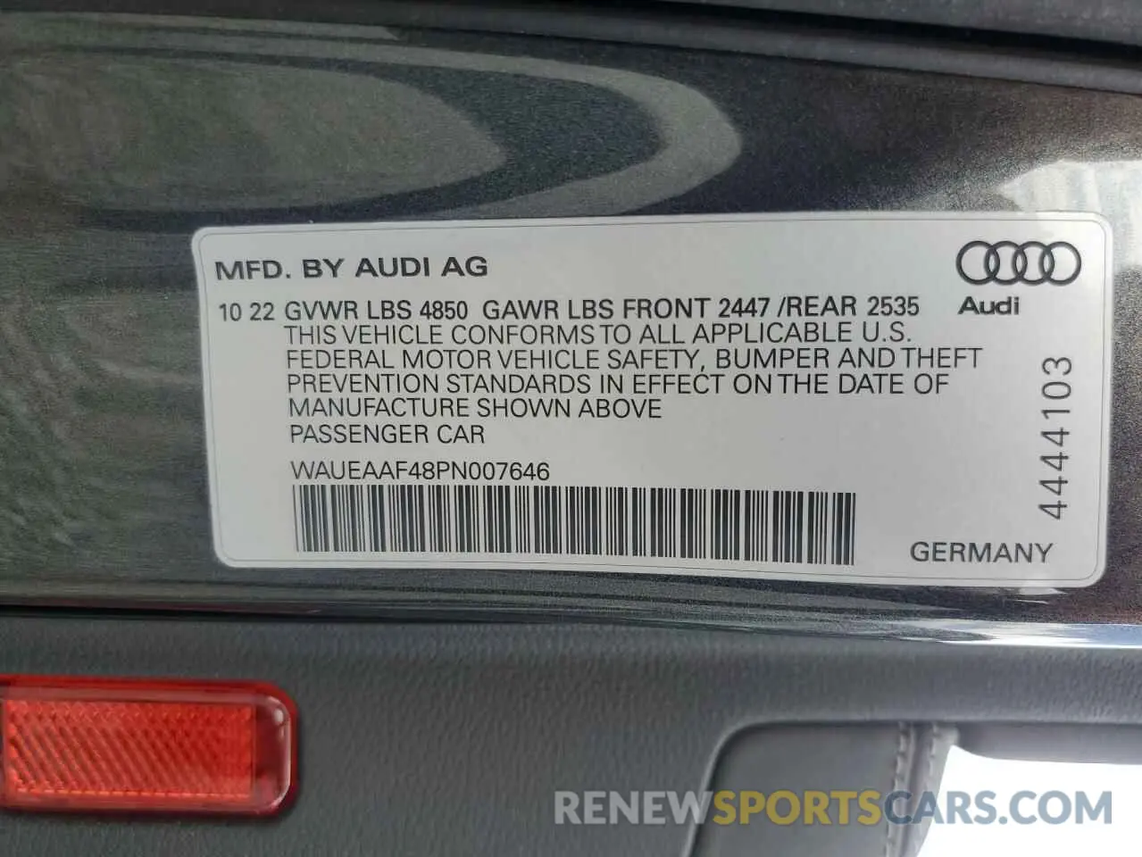 14 Photograph of a damaged car WAUEAAF48PN007646 AUDI A4 2023