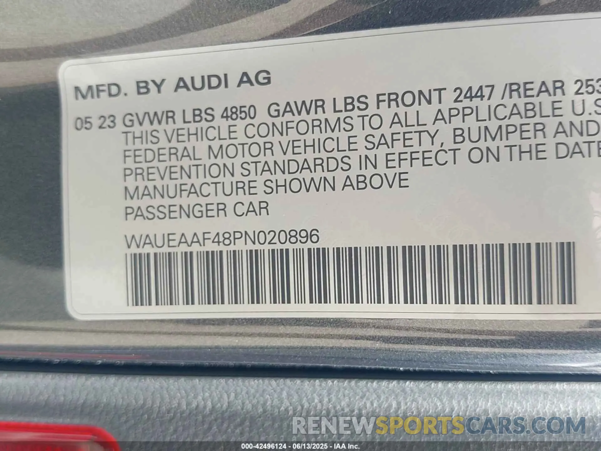 9 Photograph of a damaged car WAUEAAF48PN020896 AUDI A4 2023