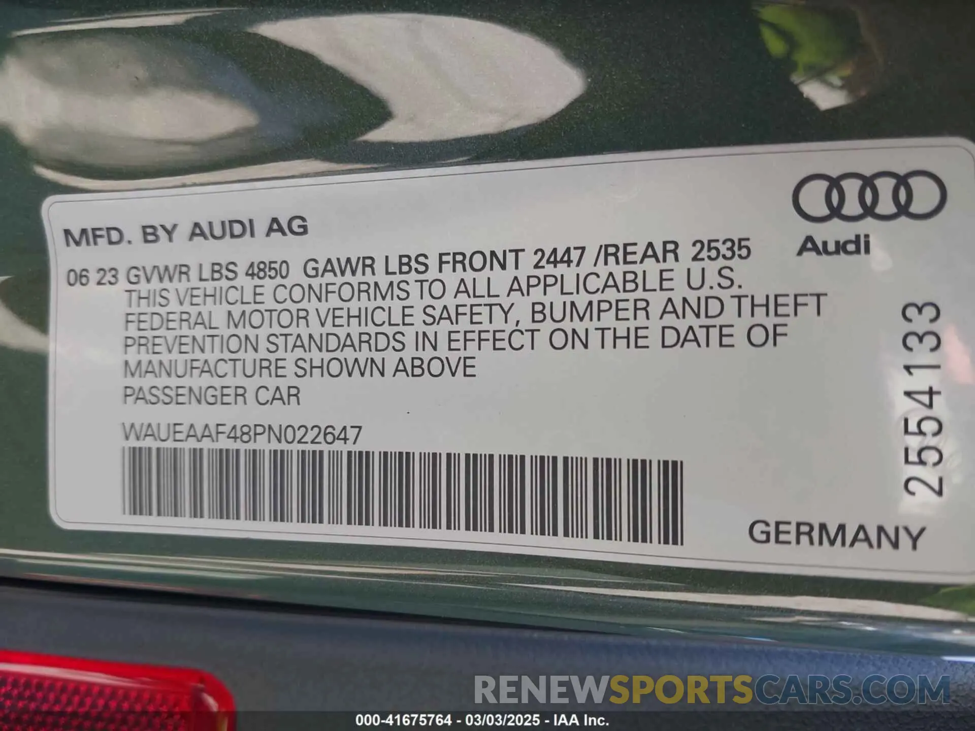 9 Photograph of a damaged car WAUEAAF48PN022647 AUDI A4 2023