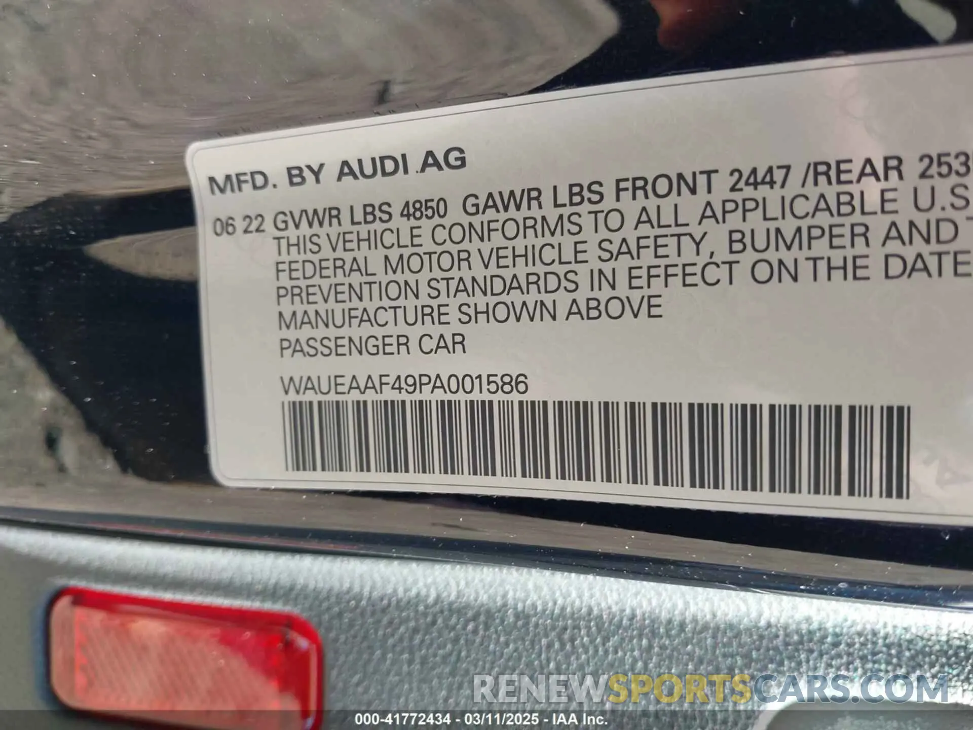 9 Photograph of a damaged car WAUEAAF49PA001586 AUDI A4 2023