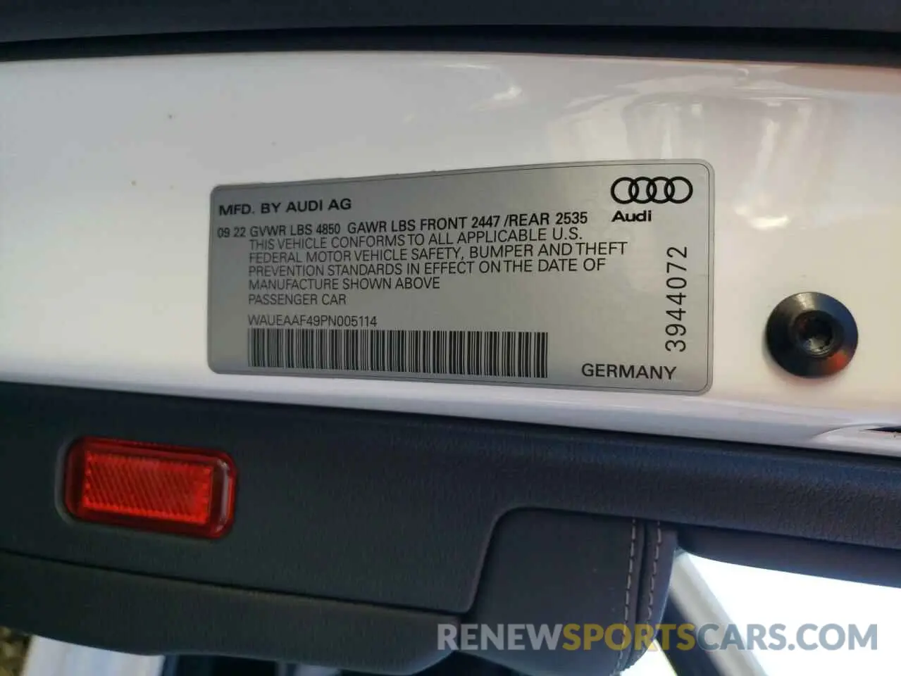 12 Photograph of a damaged car WAUEAAF49PN005114 AUDI A4 2023