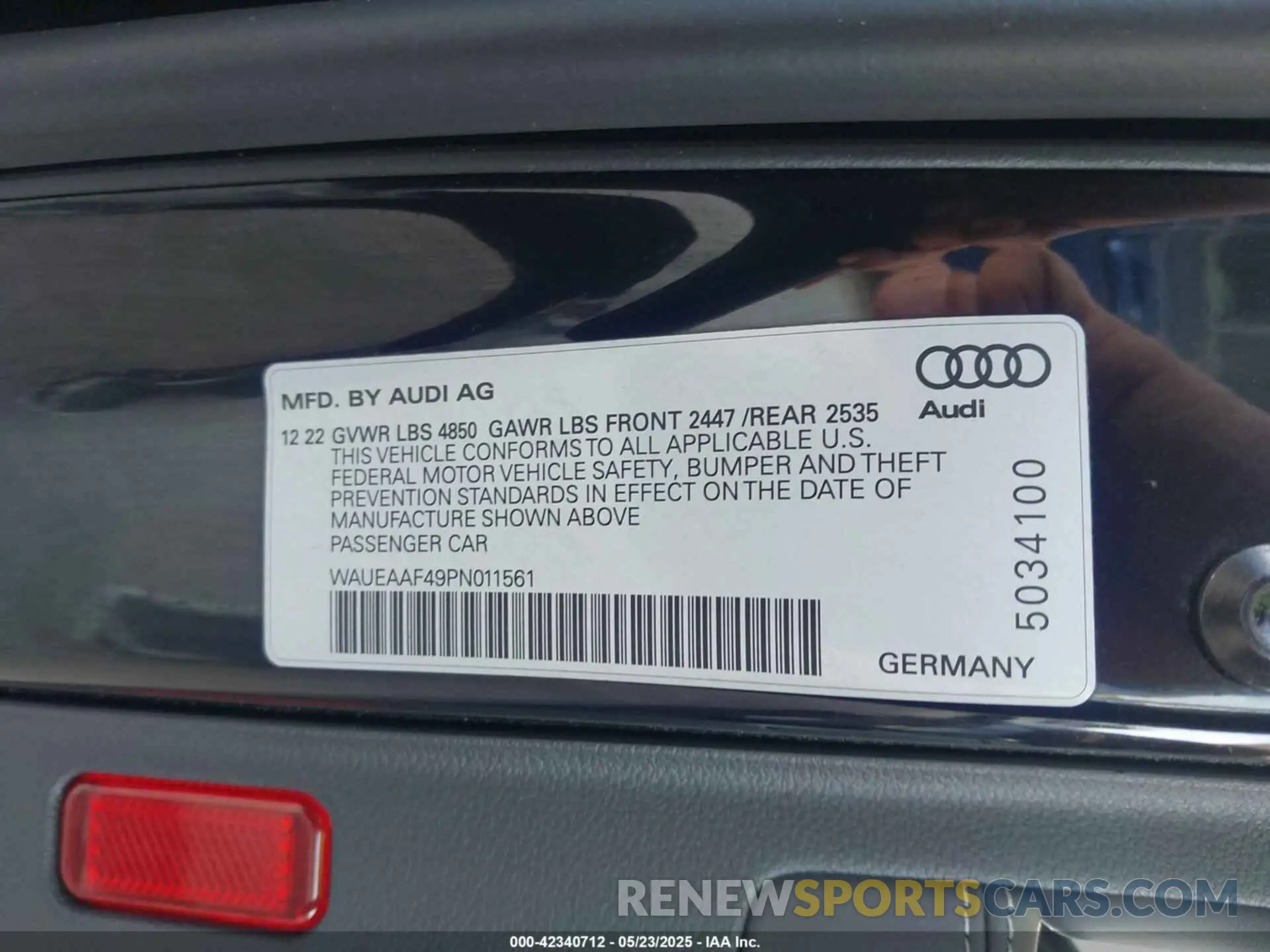 9 Photograph of a damaged car WAUEAAF49PN011561 AUDI A4 2023