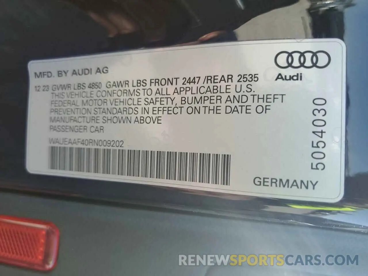 13 Photograph of a damaged car WAUEAAF40RN009202 AUDI A4 2024