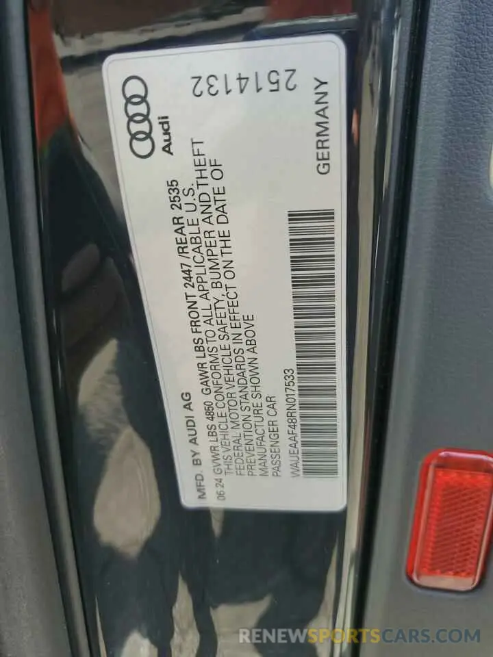 12 Photograph of a damaged car WAUEAAF48RN017533 AUDI A4 2024