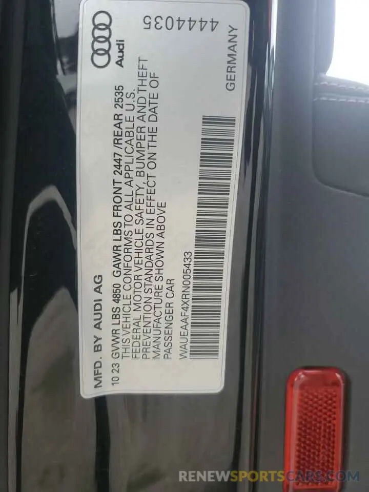 12 Photograph of a damaged car WAUEAAF4XRN005433 AUDI A4 2024