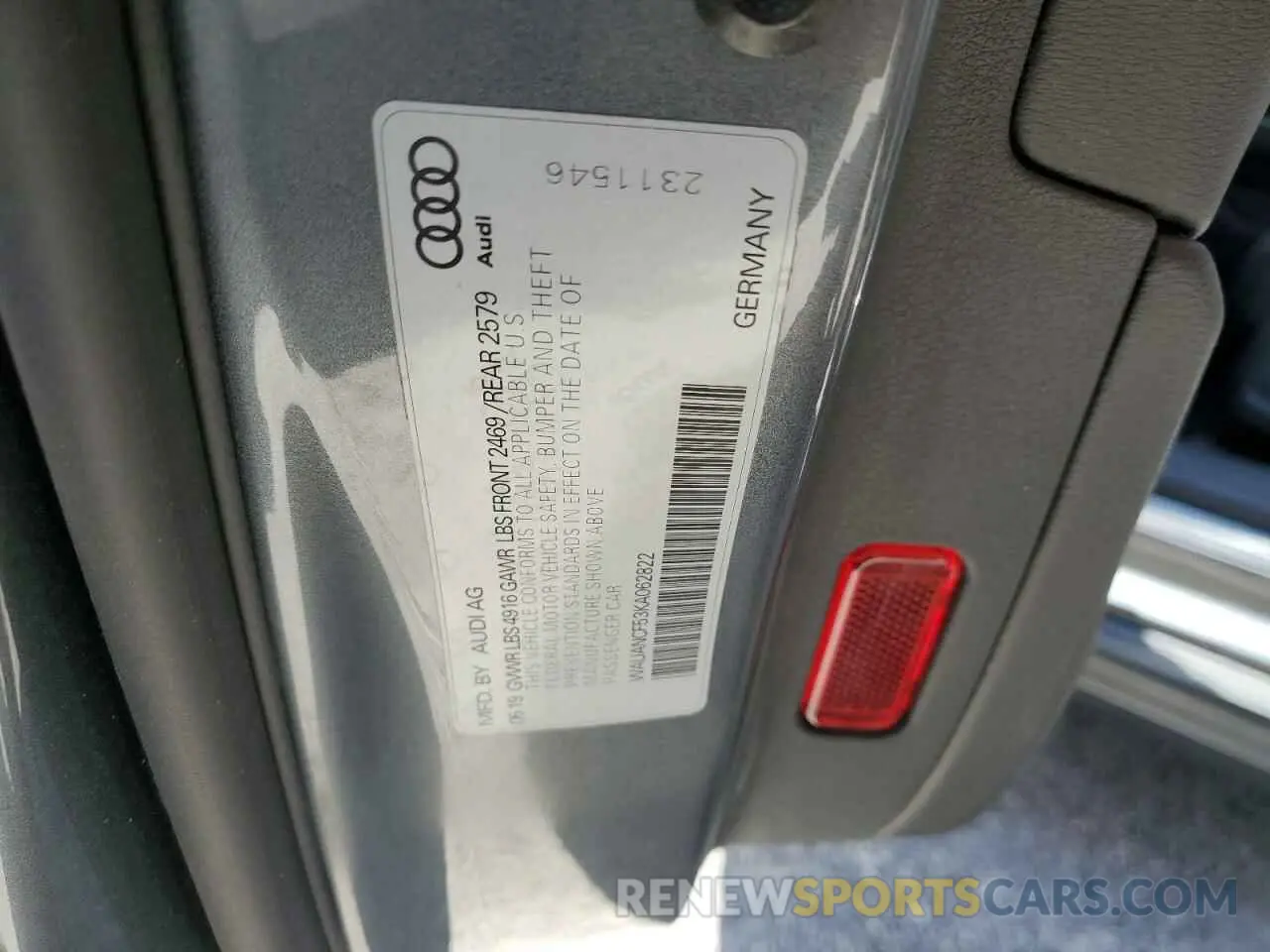 13 Photograph of a damaged car WAUANCF53KA062822 AUDI A5 2019