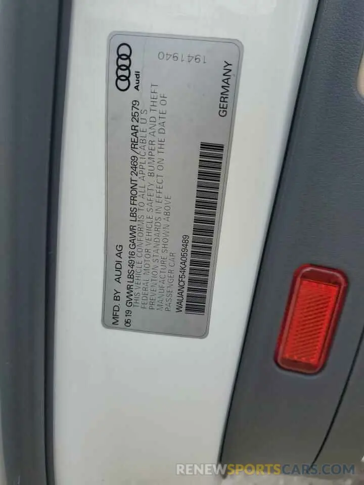13 Photograph of a damaged car WAUANCF54KA059489 AUDI A5 2019
