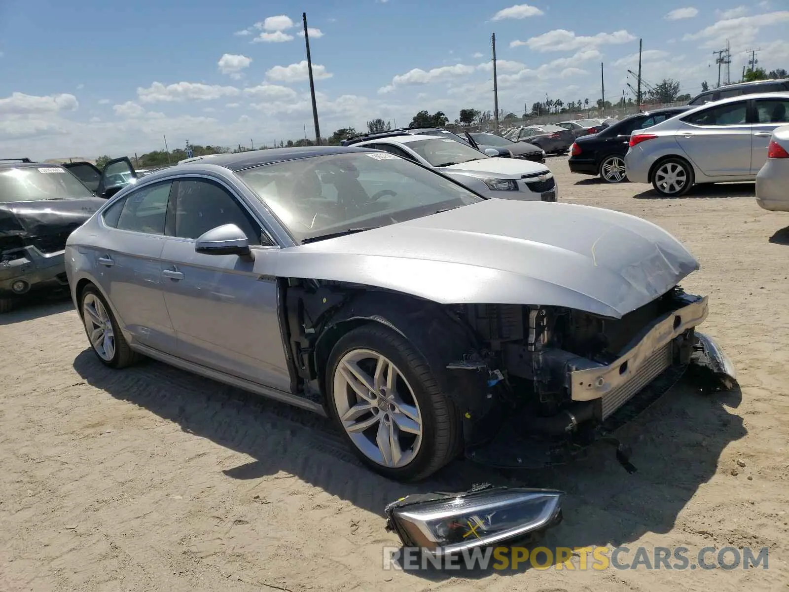 1 Photograph of a damaged car WAUBNCF56KA022352 AUDI A5 2019