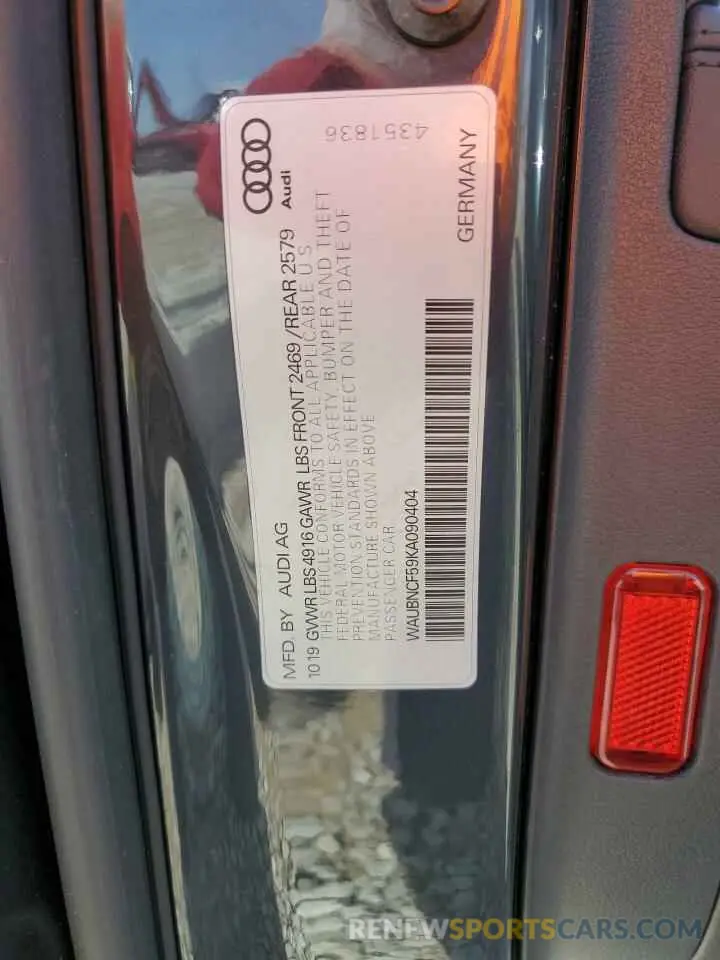 13 Photograph of a damaged car WAUBNCF59KA090404 AUDI A5 2019