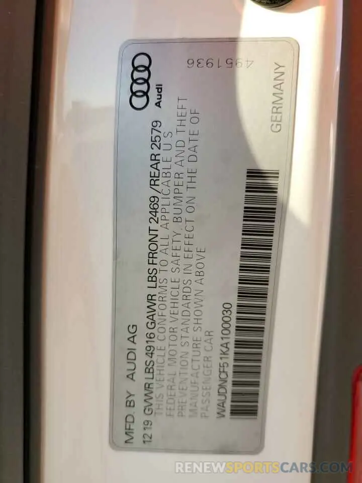13 Photograph of a damaged car WAUDNCF51KA100030 AUDI A5 2019