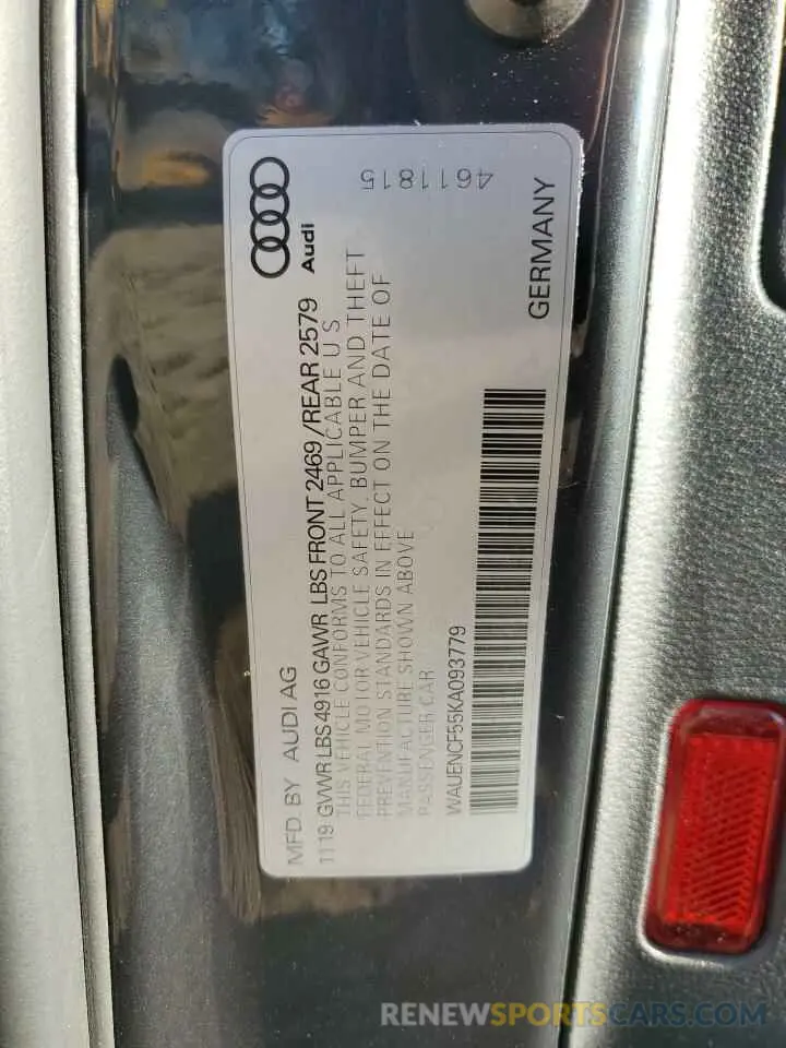 12 Photograph of a damaged car WAUENCF55KA093779 AUDI A5 2019