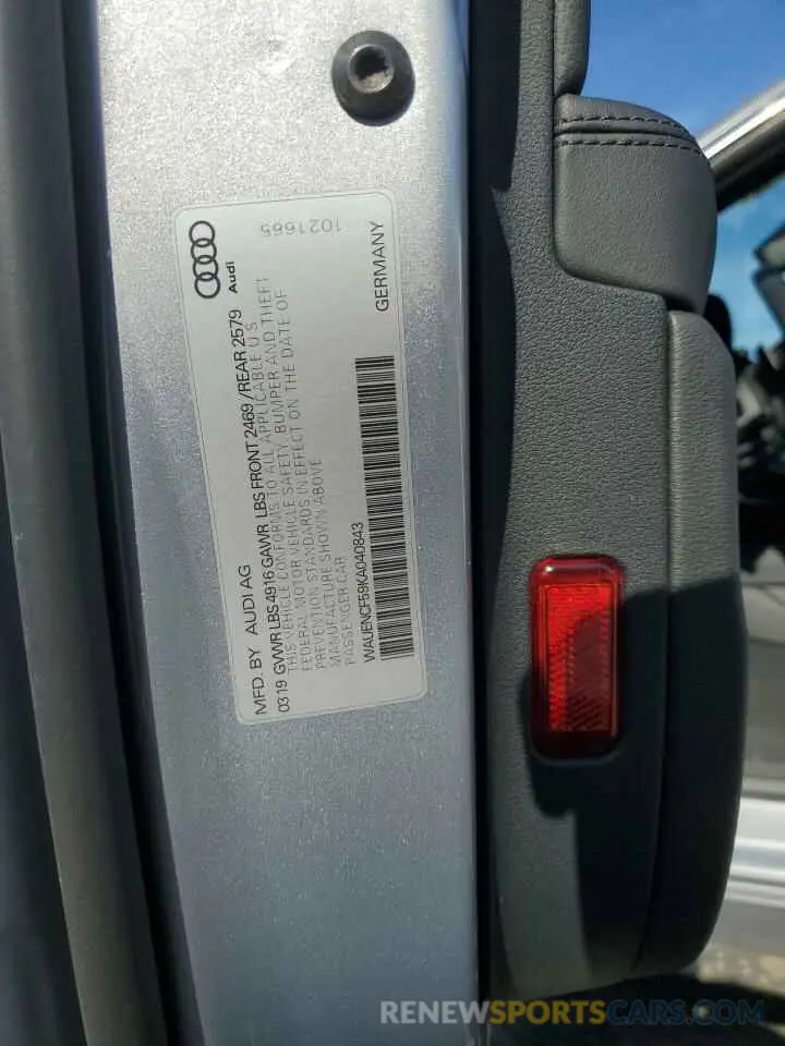 12 Photograph of a damaged car WAUENCF59KA040843 AUDI A5 2019