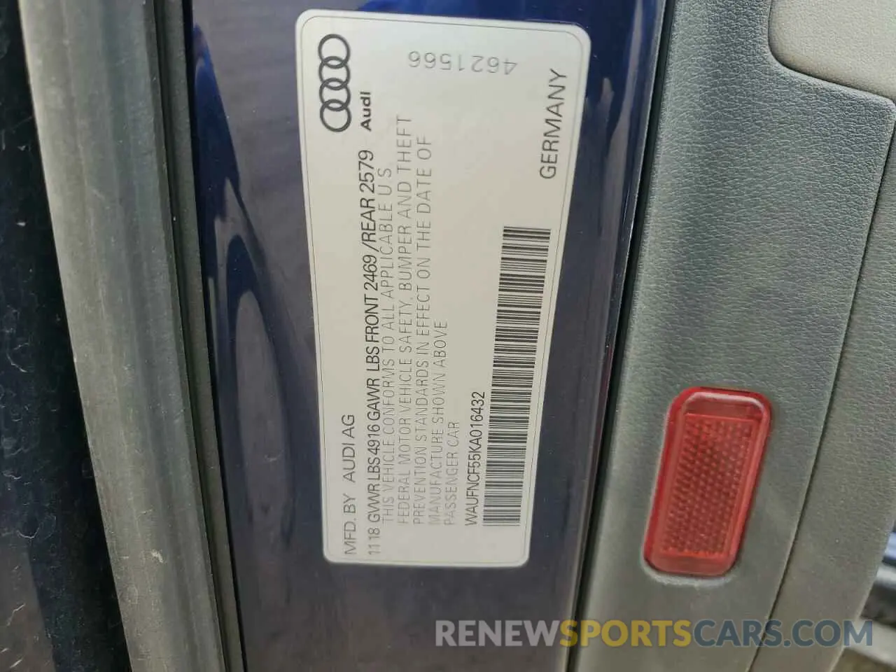 12 Photograph of a damaged car WAUFNCF55KA016432 AUDI A5 2019