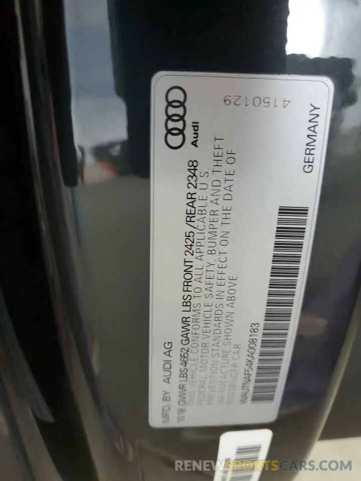 12 Photograph of a damaged car WAUTNAF54KA008183 AUDI A5 2019