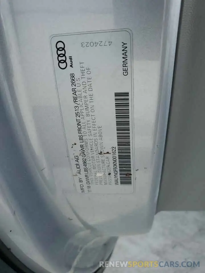 13 Photograph of a damaged car WAUYNGF50KN001622 AUDI A5 2019