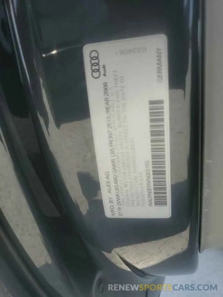 13 Photograph of a damaged car WAUYNGF55KN003155 AUDI A5 2019