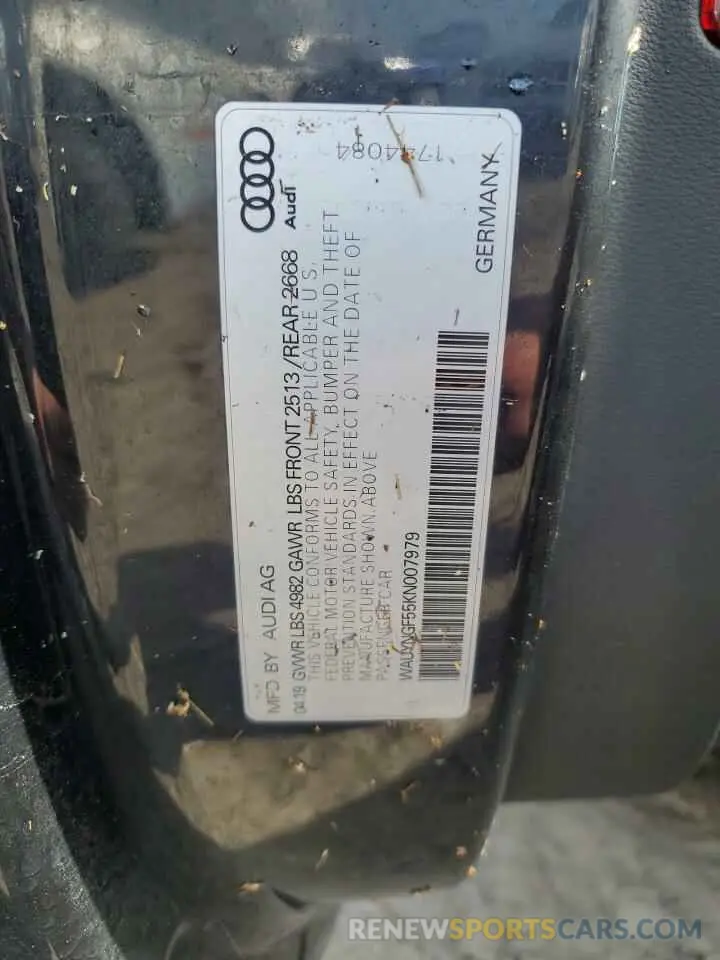 13 Photograph of a damaged car WAUYNGF55KN007979 AUDI A5 2019