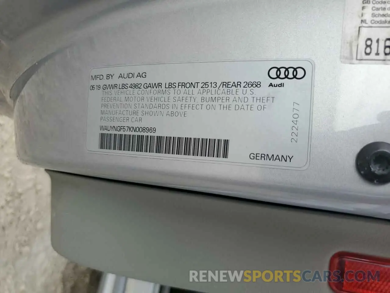13 Photograph of a damaged car WAUYNGF57KN008969 AUDI A5 2019