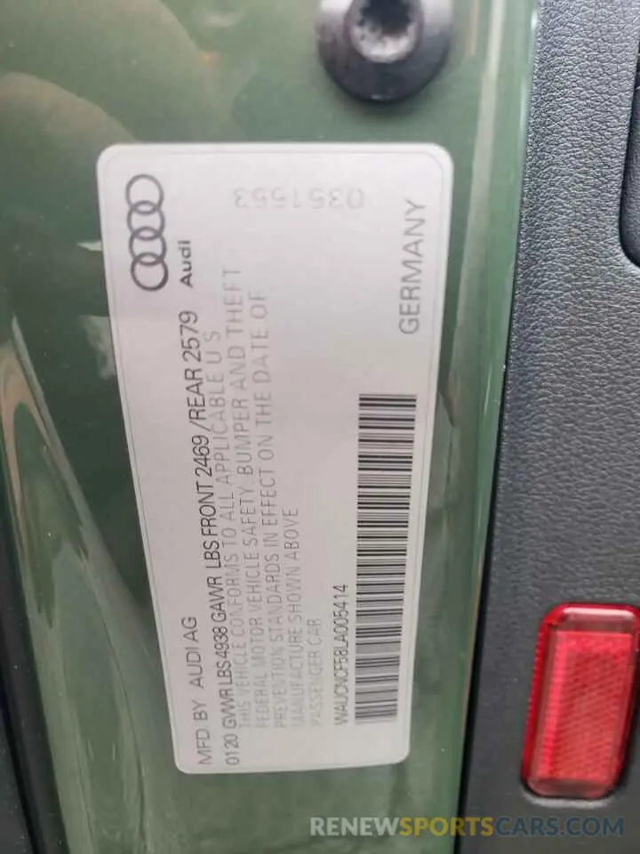 12 Photograph of a damaged car WAUCNCF58LA005414 AUDI A5 2020