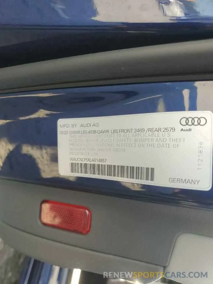 12 Photograph of a damaged car WAUCNCF5XLA014857 AUDI A5 2020