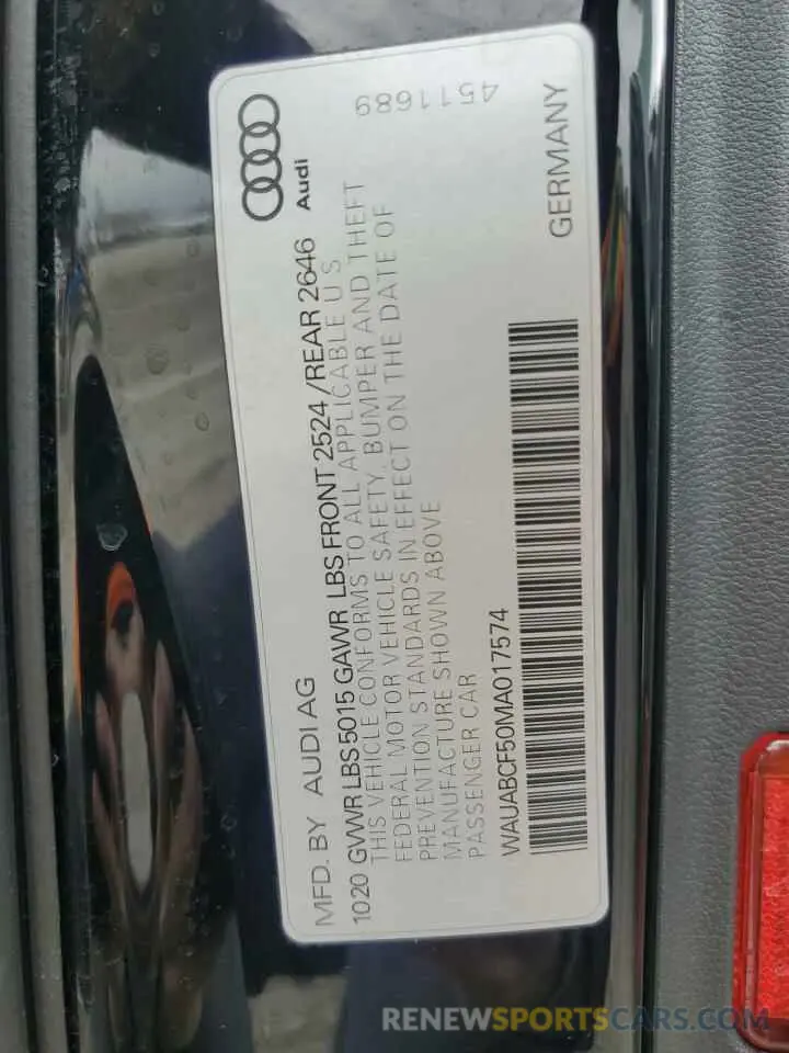 14 Photograph of a damaged car WAUABCF50MA017574 AUDI A5 2021