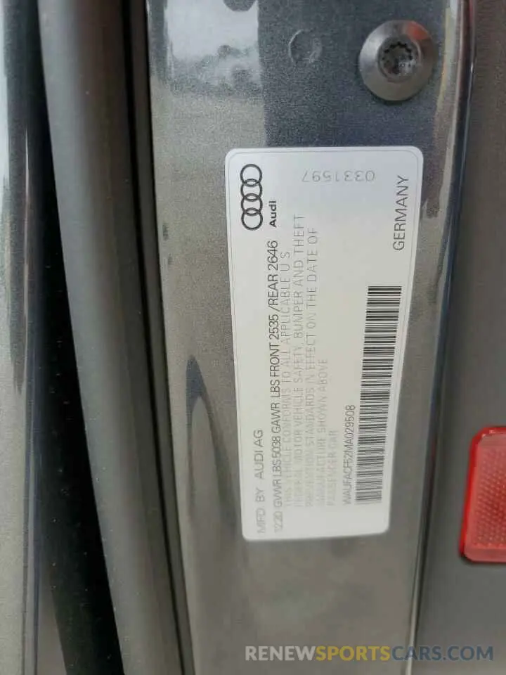 13 Photograph of a damaged car WAUFACF52MA029508 AUDI A5 2021