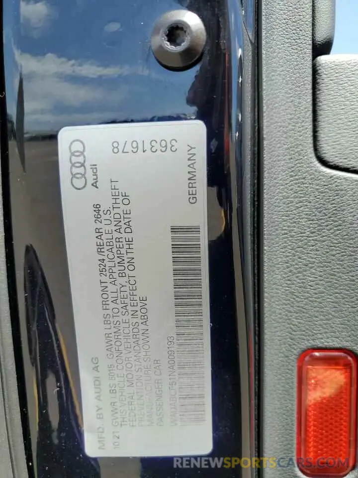 12 Photograph of a damaged car WAUABCF51NA009193 AUDI A5 2022
