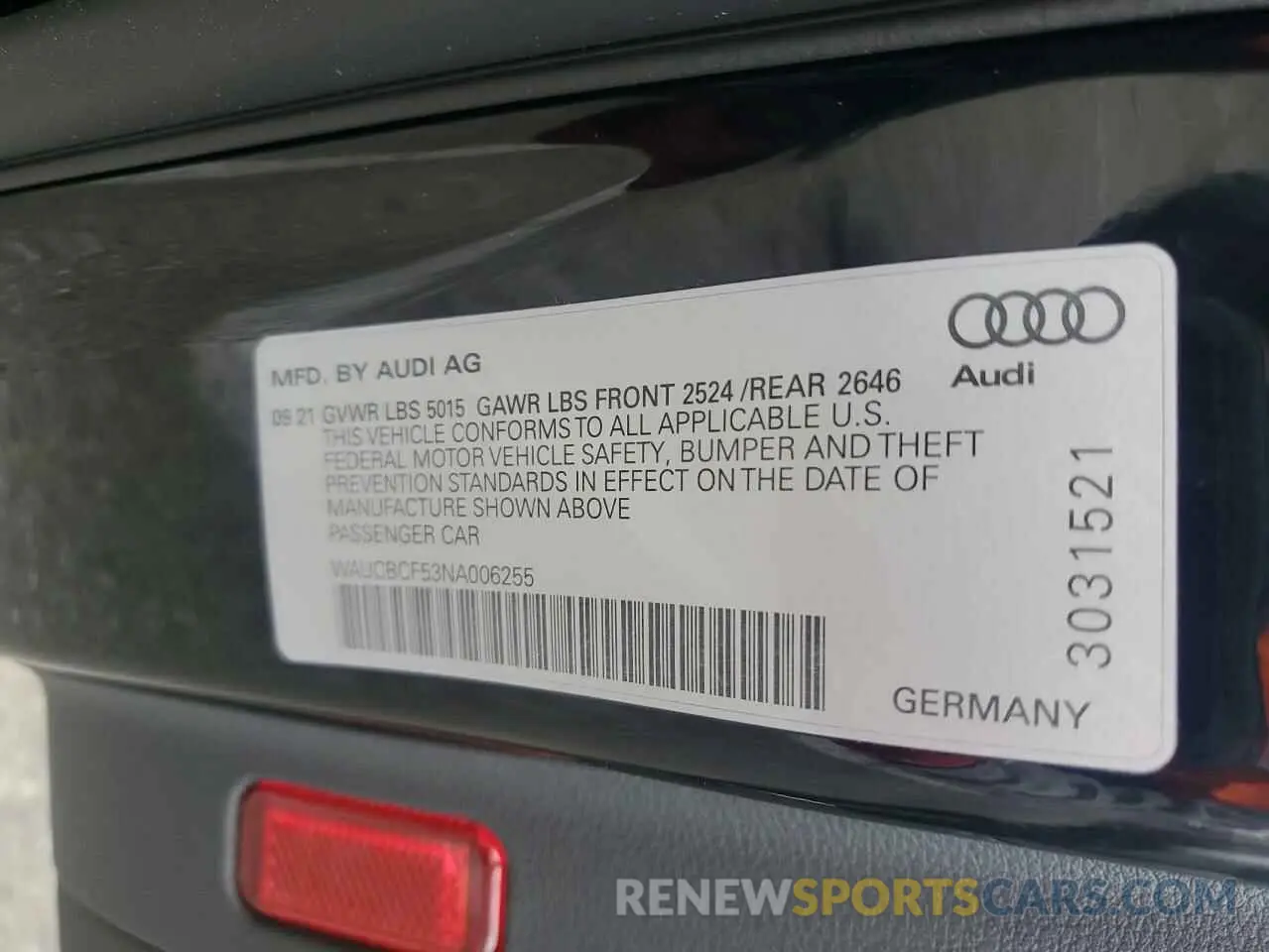 13 Photograph of a damaged car WAUCBCF53NA006255 AUDI A5 2022
