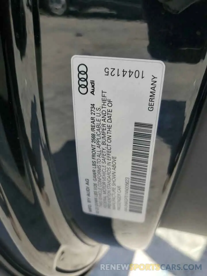 12 Photograph of a damaged car WAUWAGF51NN005623 AUDI A5 2022