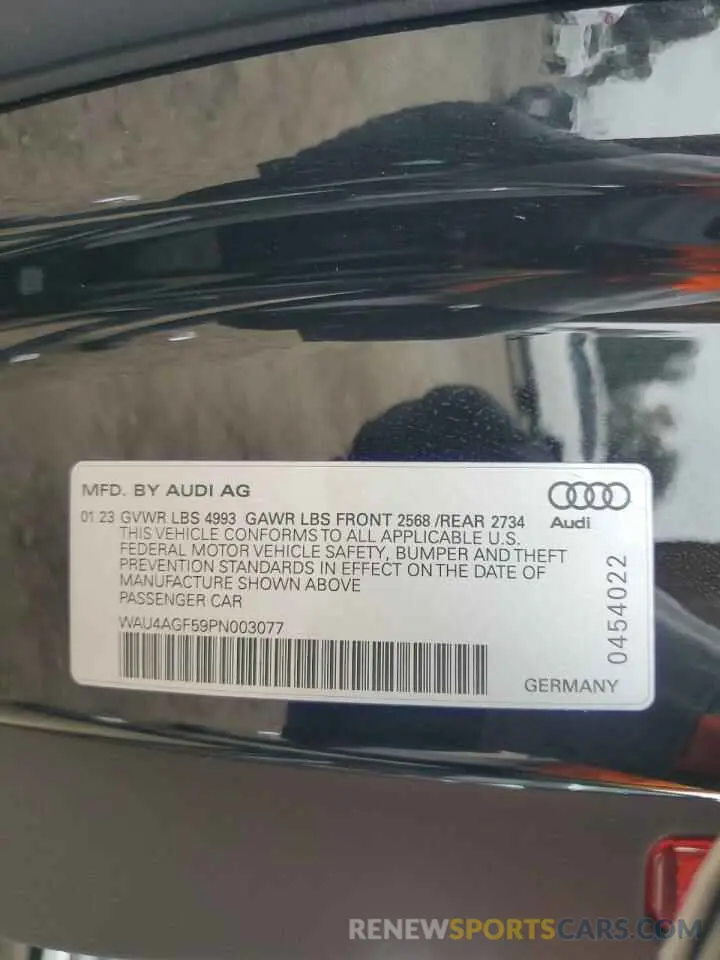 12 Photograph of a damaged car WAU4AGF59PN003077 AUDI A5 2023
