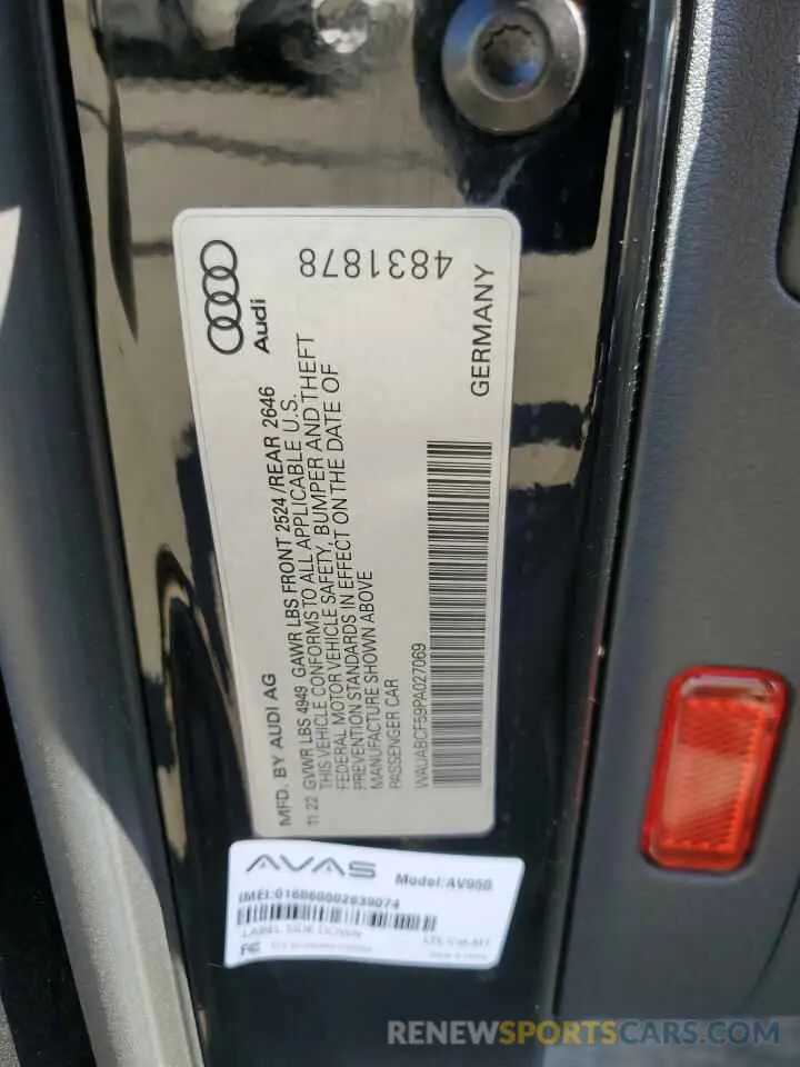 14 Photograph of a damaged car WAUABCF59PA027069 AUDI A5 2023