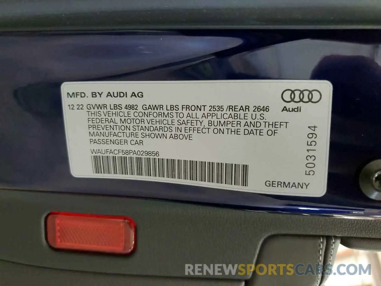 12 Photograph of a damaged car WAUFACF58PA029856 AUDI A5 2023